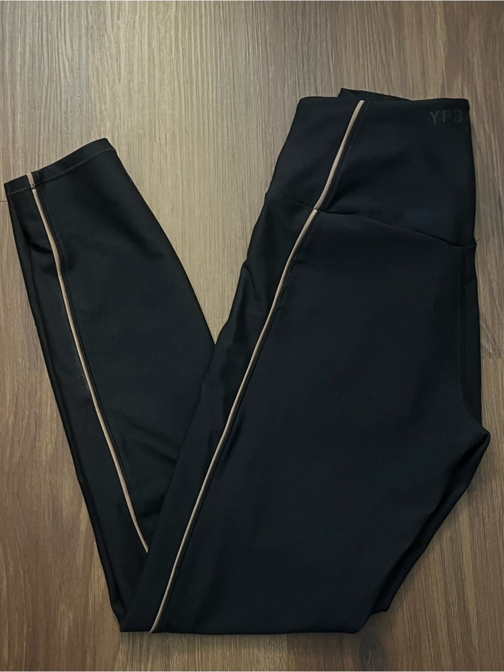 YPB High-Waist Black Leggings with Contrast Trim